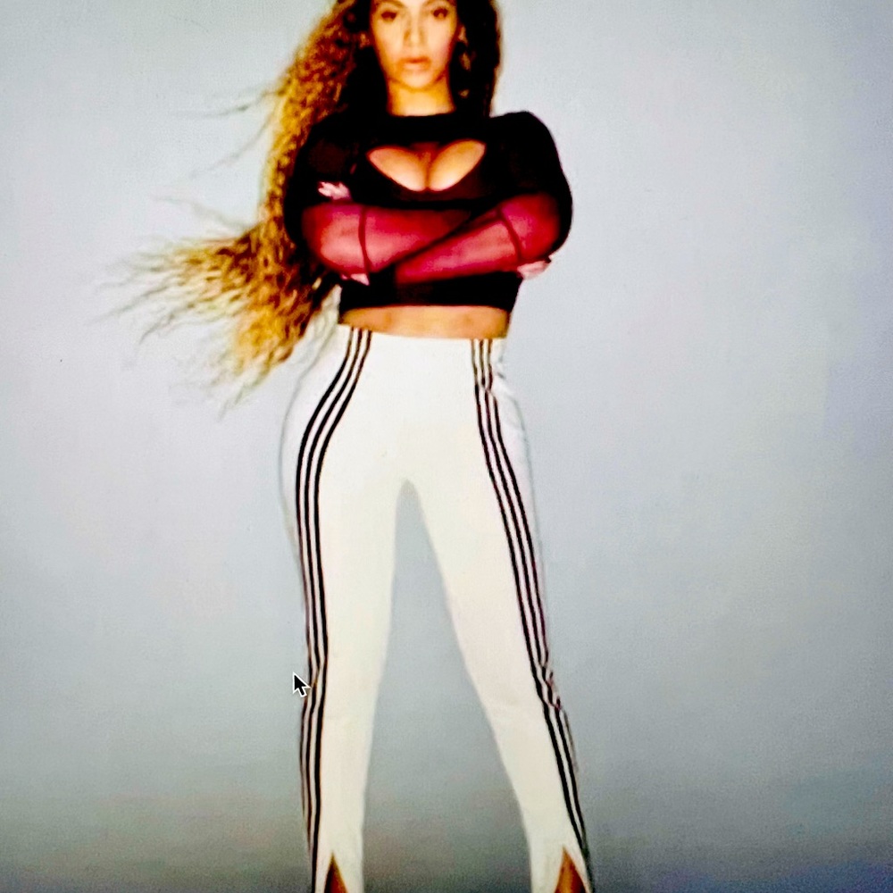 Adidas Ivy Park snap pants - NWT, Med, color Ecru, Maroon Stripes